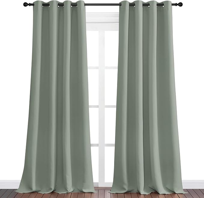 NICETOWN Greyish Green Blackout Curtains 102" Long - Image 2
