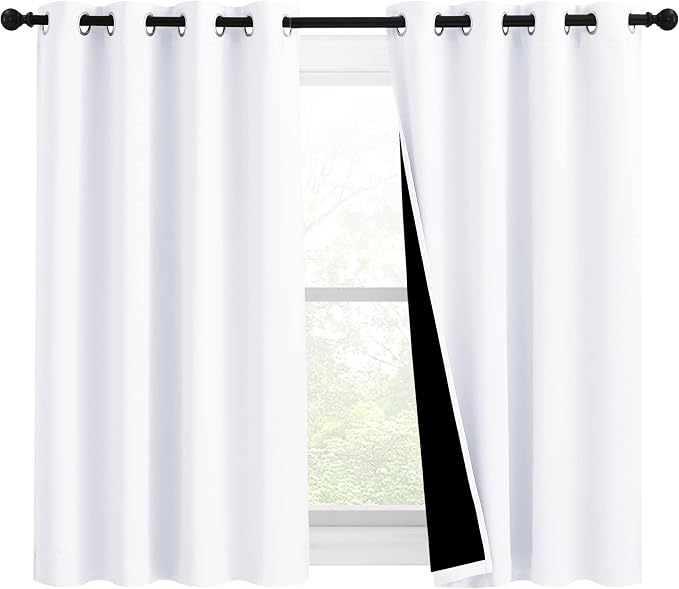 NICETOWN Pure White 100% Blackout Lined Curtains, 2 Thick Layers Completely by NICETOWN