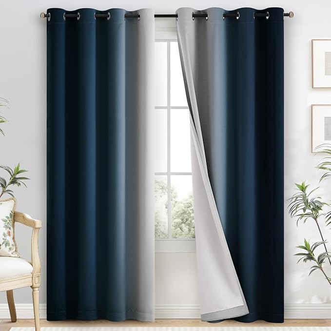 Yakamok 100% Blackout Curtains 84 Inch Length 2 Layers, Light Blocking Thermal by Yakamok