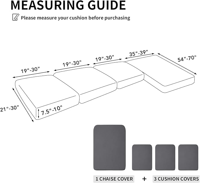 Easy-Going Stretch 4 Pieces Couch Cushion Covers - Image 2
