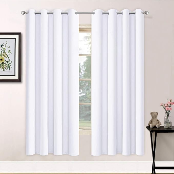 Yakamok White Thermal Insulated Curtains 84 Inch Length Solid Grommet Top by Yakamok