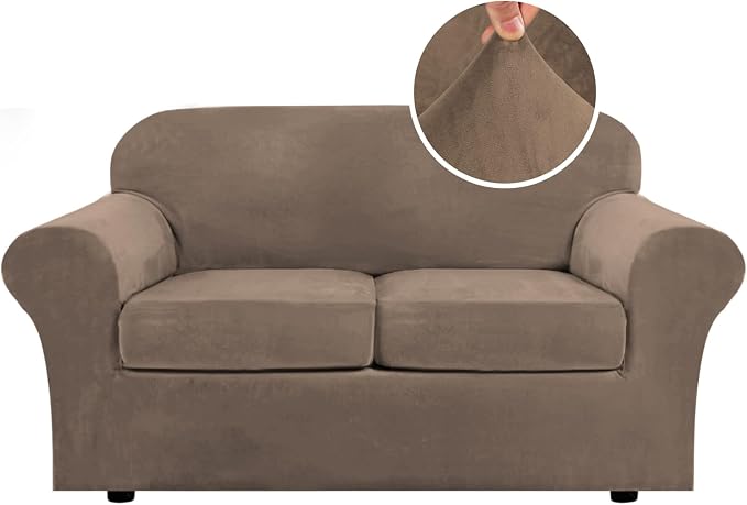H.VERSAILTEX Real Velvet Plush 3 Piece Stretch Sofa Covers Couch Covers by HVERSAILTEX