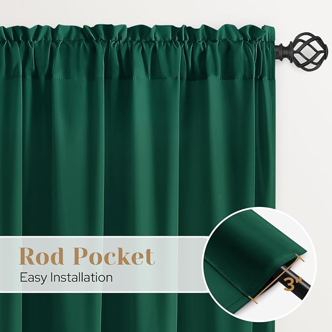 HOMEIDEAS Christmas Non-See-Through Hunter Green Privacy Sheer Curtains - Image 5