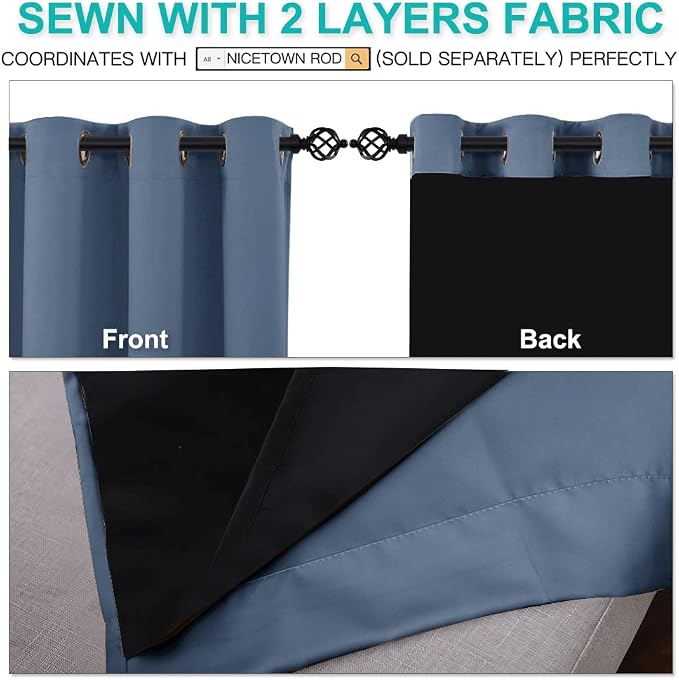 NICETOWN Room Warming Curtains, 100% Sun Blocking Curtains, Sound Proof Drapes - Image 5