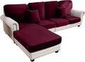 Couch Cover 4-Piece Elastic Velvet Couch Cushion Covers & Chaise Slipcovers by Taque