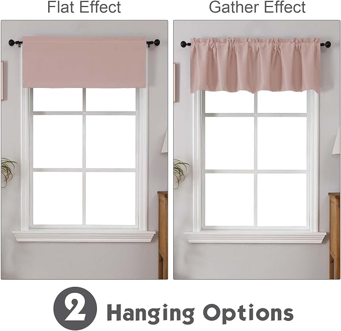 Chyhomenyc Blush Pink Valances for Windows, Short Window Valance Curtains for - Image 2