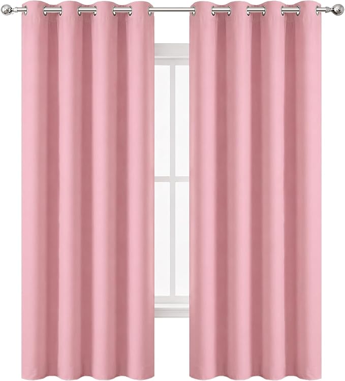 Blackout Curtains 52 x 120 Inch Long Pink Curtains Set of 2 Panels Room - Image 2