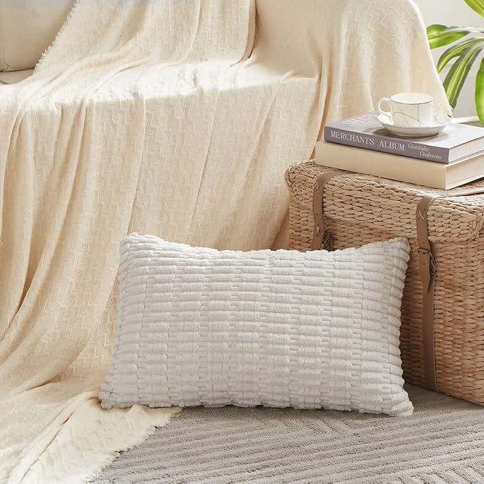 Fancy Homi 4 Packs Pure White Decorative Throw Pillow Covers 16x24 Inch - Image 2