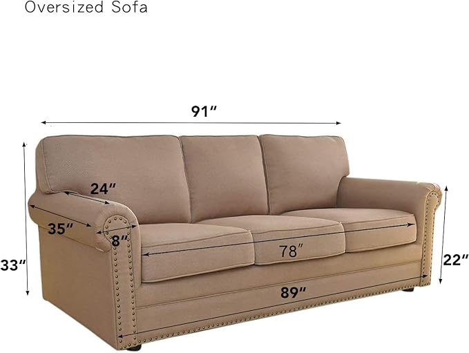 Easy-Going Stretch Oversized Sofa Couch Slipcover Washable Brown | 1-Piece - Image 7