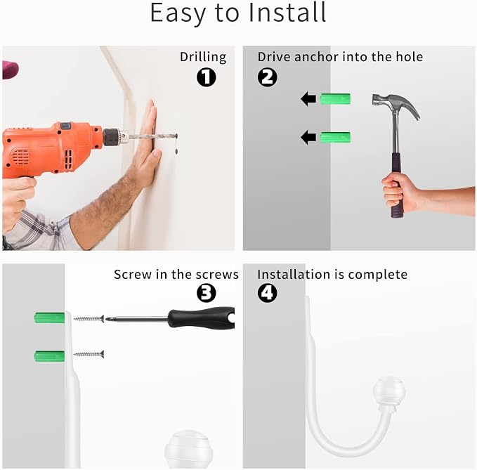 Hion Curtain Holdbacks White 2pcs, Curtain Tiebacks Wall Mounted Curtain Hooks - Image 7