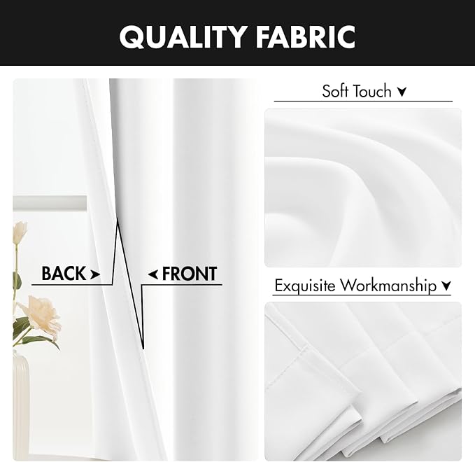 MIULEE Pure White Blackout Curtains 4 Panels Set 72 Inch Length Bedroom | - Image 7