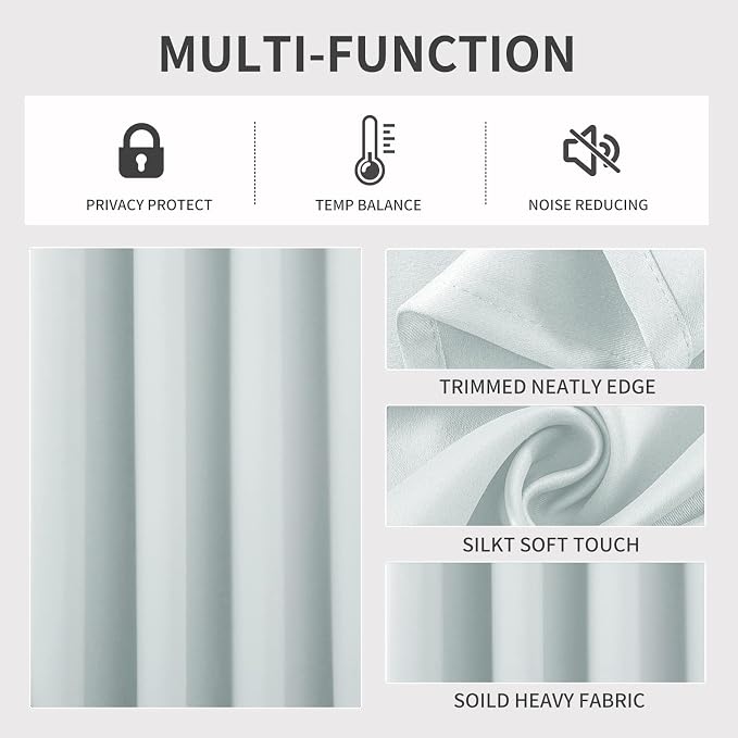 Joydeco White Curtains 108 Inches Long 1 Panel, Thermal Insulated Long - Image 3