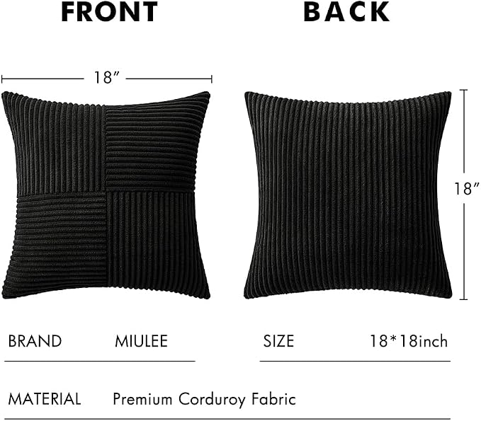 MIULEE Black Decorative Throw Pillow Covers 18x18 Inch - Image 6