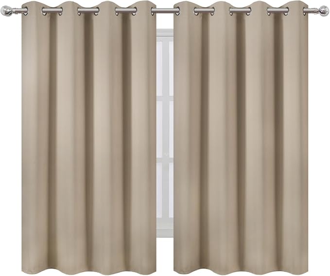 LEMOMO Khaki Thermal Blackout Curtains/52 x 54 Inch/Set of 2 Panels Room - Image 2