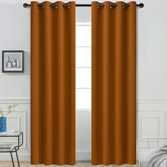 Yakamok Burnt Orange Curtains 84 Inches Length Blackout Curtain by Yakamok