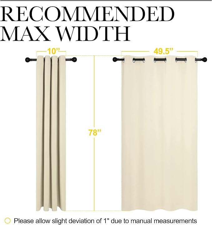 NICETOWN Beige Room Darkening Curtains 78" Long - Image 7