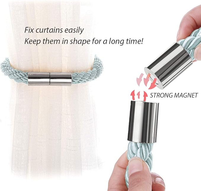 NICEEC 2 Pack Strong Magnetic Curtain Tiebacks Modern Simple Style Drape Tie - Image 4