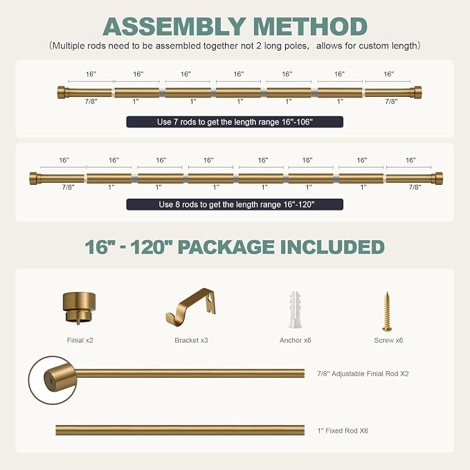 Lootkell Warm Gold Curtain Rods - Image 9