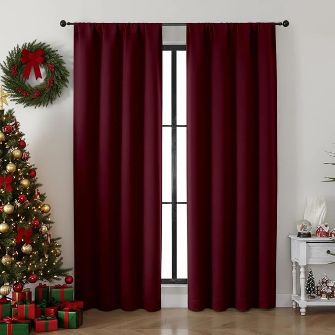 Simplebrand Ava Burgundy Blackout Curtains by Simplebrand