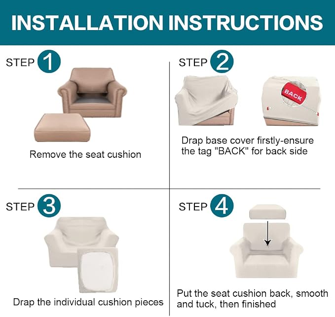 Turquoize 2 Piece Chair Covers for Living Room Armchair Couch Cover - Image 7