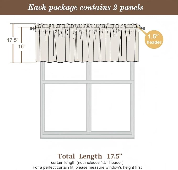 Chyhomenyc Blackout Valances for Windows, Short Window Valance Curtains for - Image 3
