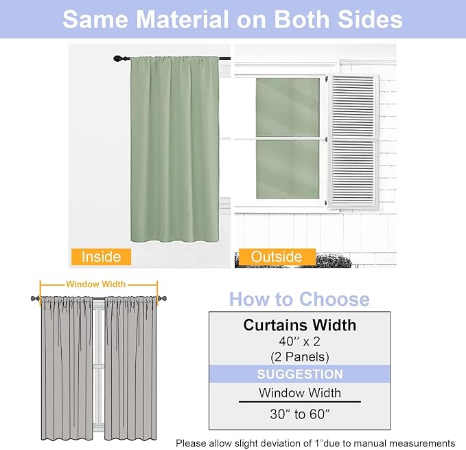 Simplebrand Ava Light Green Short Blackout Curtains - Image 7