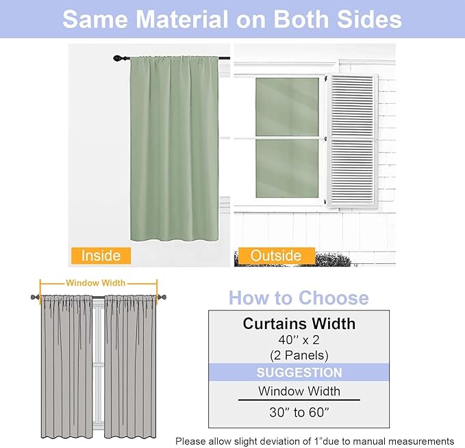 Simplebrand Ava Light Green Short 36 Inches Blackout Curtain 2 Panels Set - Image 7