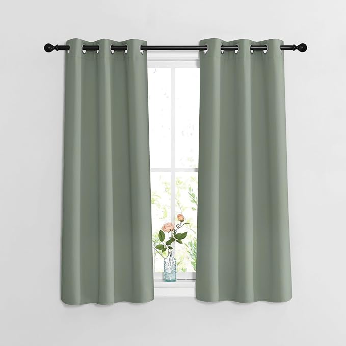 NICETOWN Blackout Sage Green Curtains 54 inches Long 2 Panels Set by NICETOWN
