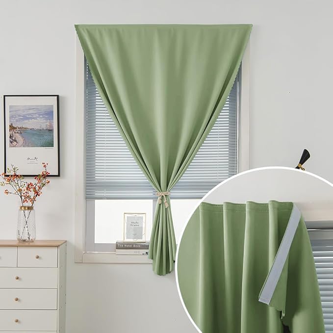 Magic Tape Blackout Curtains for Bedroom No Drillng Self Adhesive Curtains No - Image 2