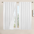 54 Inch White Linen Textured Blackout Curtains by LAMIT