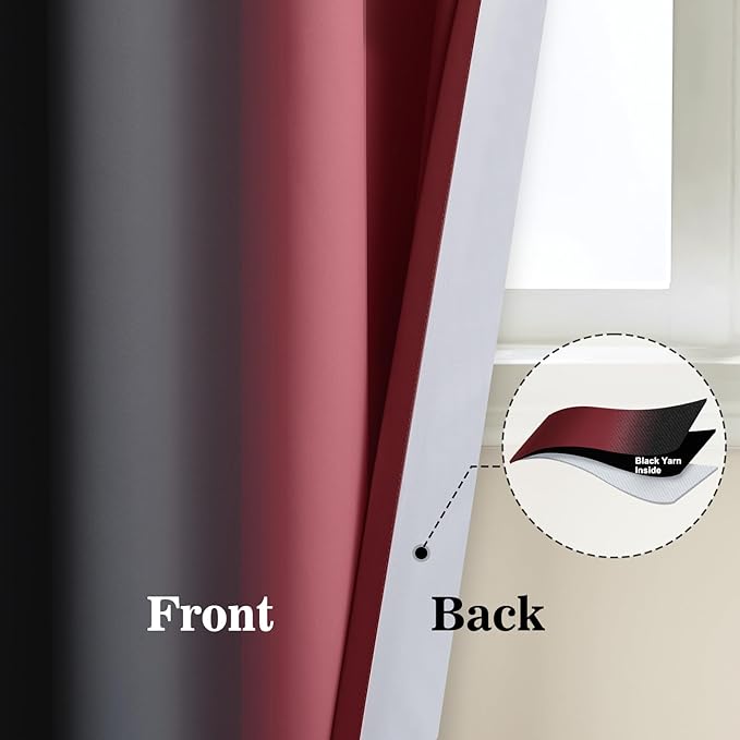 Yakamok Blackout Ombre Burgundy and Black Curtains - Image 5