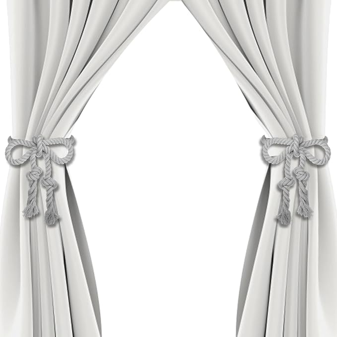 4 Pcs Hand Woven Curtain Tiebacks No Drilling by Apipi