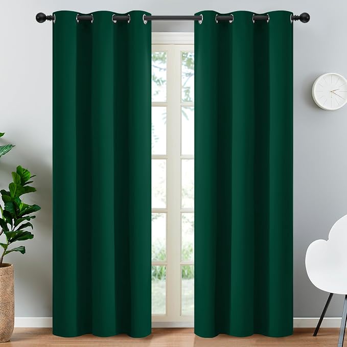 Yakamok Dark Green Blackout Curtains by Yakamok