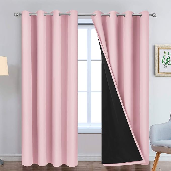 Yakamok Total Blackout Curtains, 2 Thick Layers Completely Blackout Thermal by Yakamok