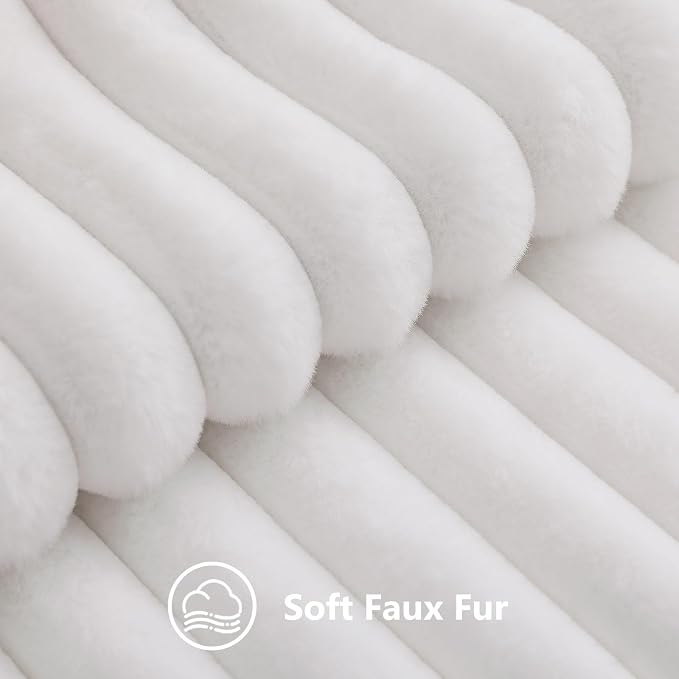 decorUhome Fall Faux Fur Throw Pillow Covers 20x20 Set of 2 White | Decorative - Image 2