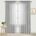 DWCN Grey Sheer Curtains Semi Transparent Voile Rod Pocket Curtains by DWCN