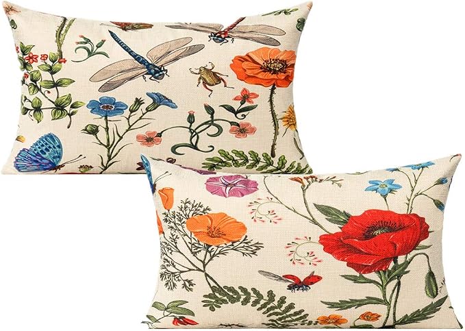 All Smiles Lumbar 12x20 Throw Pillow Covers Set of 2 Outdoor Summer Spring by AllSmiles