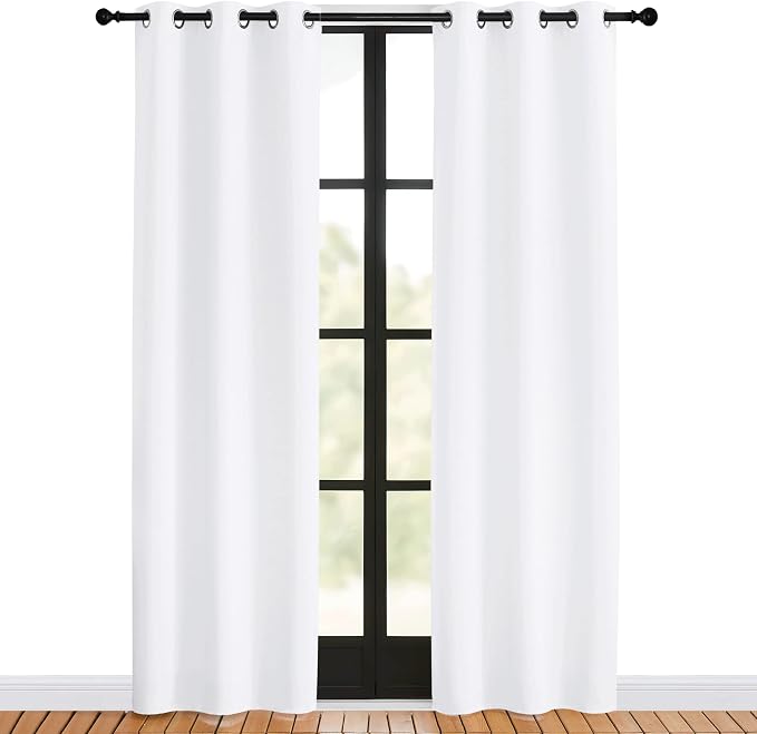 NICETOWN White Curtains 80 inch Length 2 Panels Set - Image 2