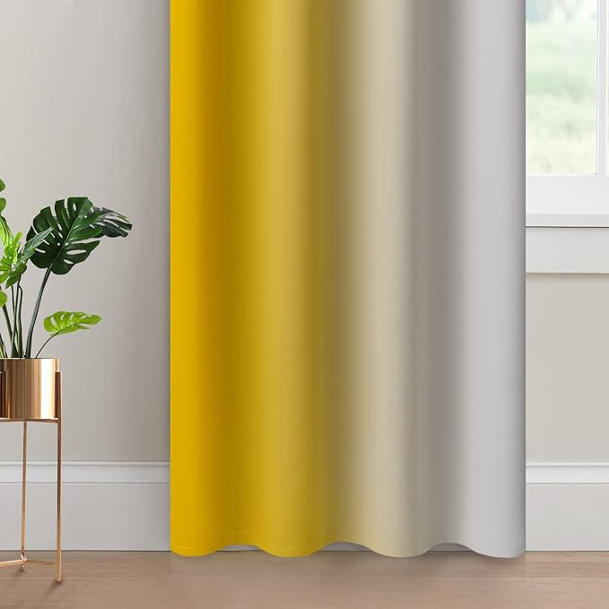 Yakamok Yellow Ombre Curtains 84 Inches Long, Light Blocking Gradient Color - Image 4