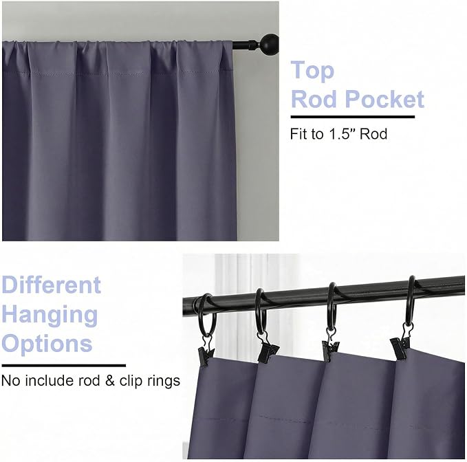 Simplebrand Ava Greyish Purple Blackout Curtains - Image 4