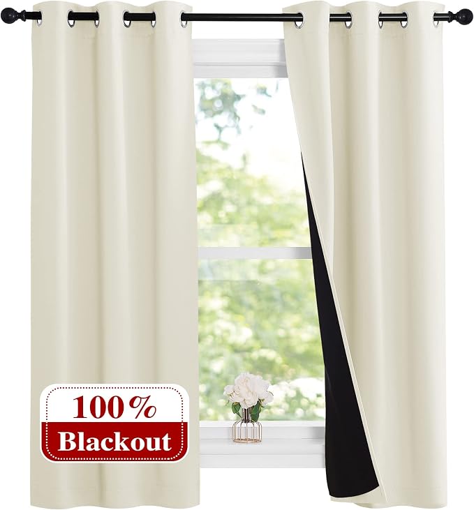 NICETOWN Cold Reducing Curtains, Kitchen Short Full Blackout Curtain Panels by NICETOWN