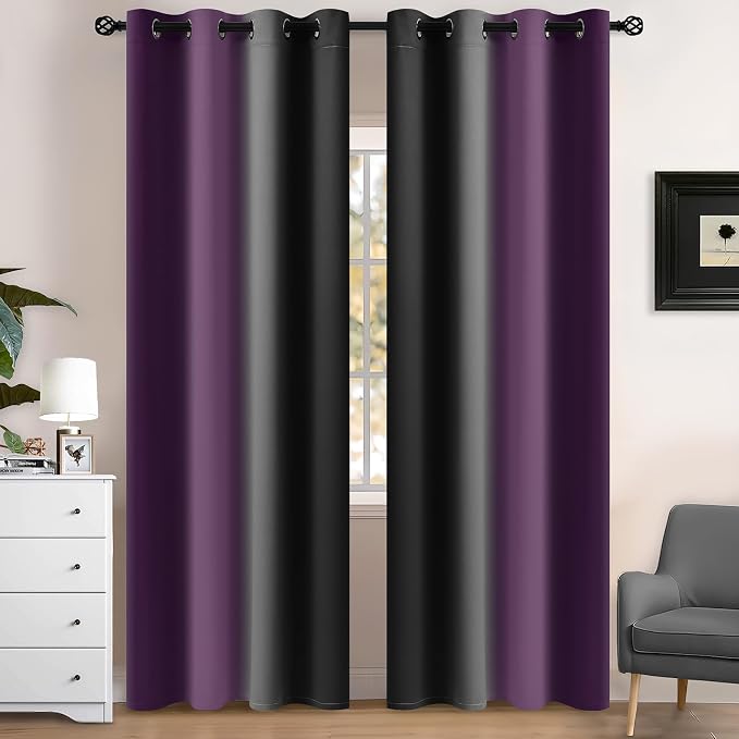 Yakamok Blackout Ombre Purple and Black Curtains by Yakamok