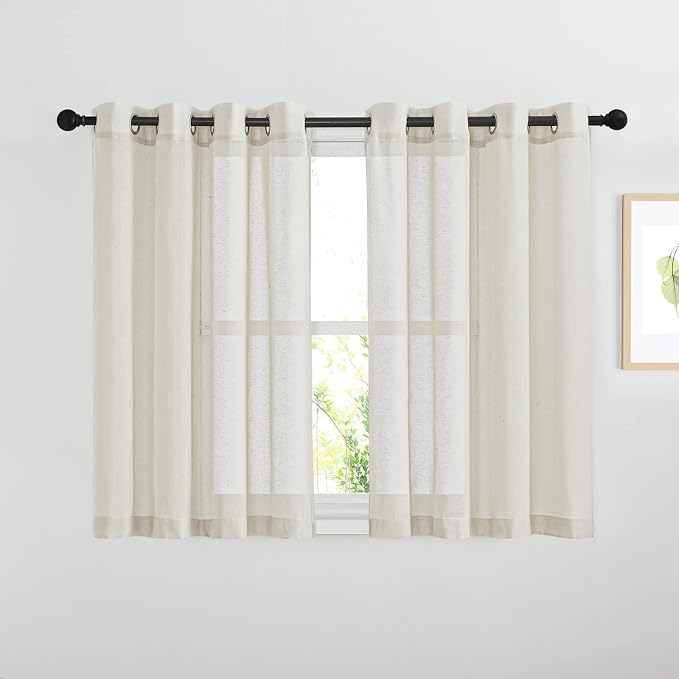 NICETOWN Kitchen Curtains Linen Burlap Drapes by NICETOWN