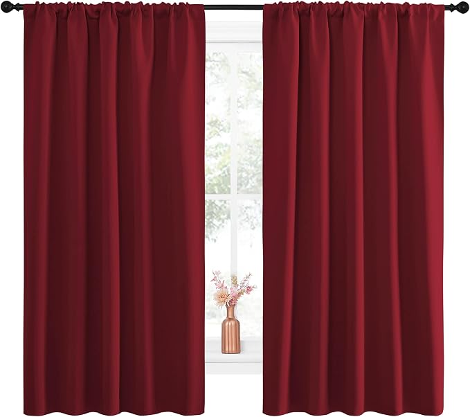 NICETOWN Christmas Burgundy Blackout Curtains and Drapes - Image 2
