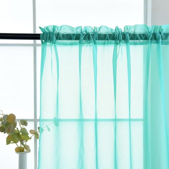 SpaceDresser Sheer Voile Window Treatment Rod Pocket Curtain Panels - Image 2
