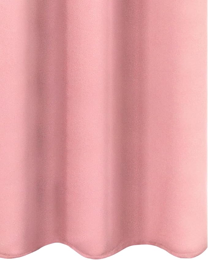 LEMOMO Blackout Curtains 66 x 54 Inch Long Pink Curtains Set of 2 Panels Room - Image 8