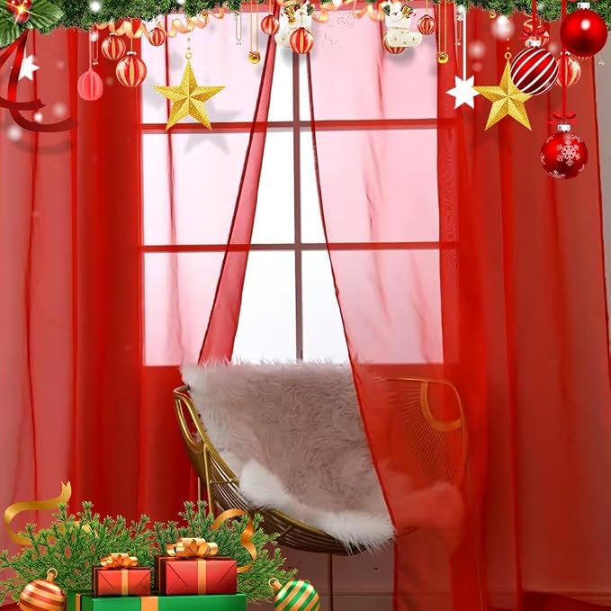 SpaceDresser Sheer Voile Window Treatment Rod Pocket Curtain Panels - Image 3