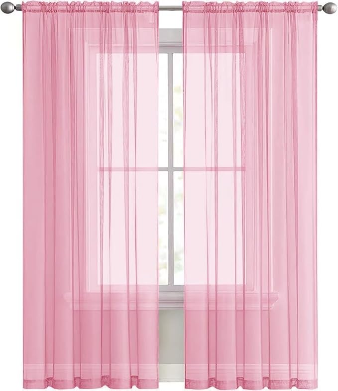 SpaceDresser Sheer Voile Window Treatment Rod Pocket Curtain Panels - Image 2