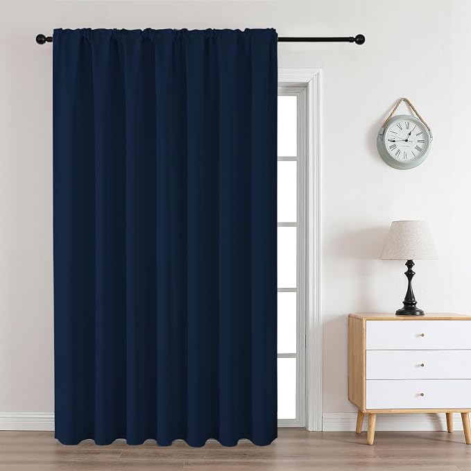 CUCRAF Navy Blue Blackout Curtains Customize, Rod Pocket Room Darkening Curtain by CUCRAF