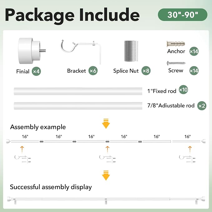IFELS 2 Pack Heavy Duty Curtain Rods - Image 6